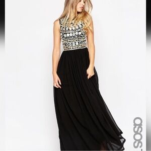 ASOS Black Evening Gown Mirror Embellished Dress NWT Size 6
